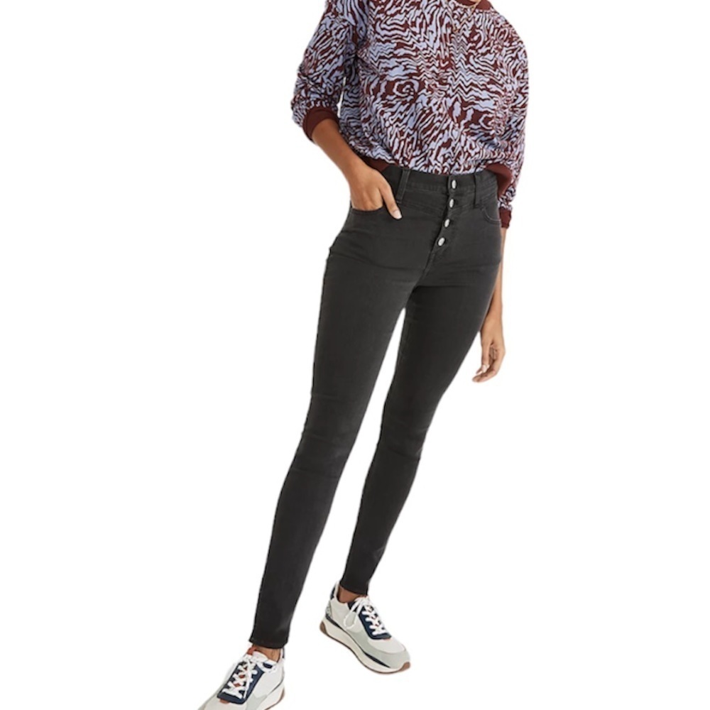 Madewell 10in Roadtripper Gray Button Fly Skinny Jeans Size 24
